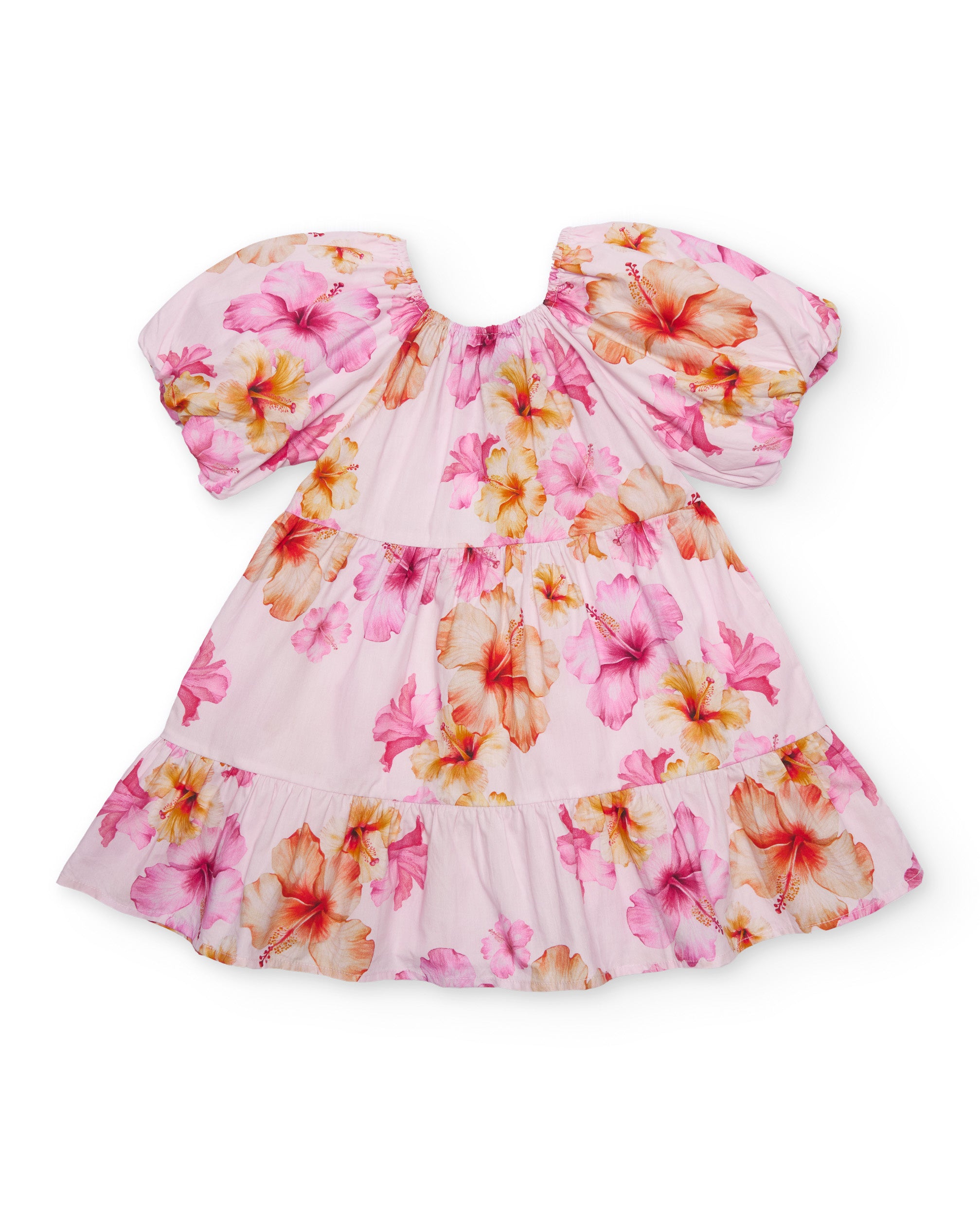 TucTuc Vestiti Vestito bambina rosa floreale maniche sbuffo