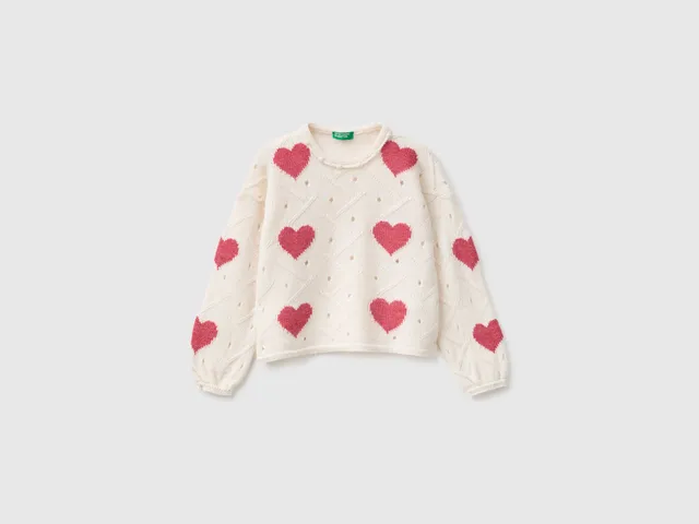 United Colors of Benetton Maglione Cuore Bimba Lana taglia 98