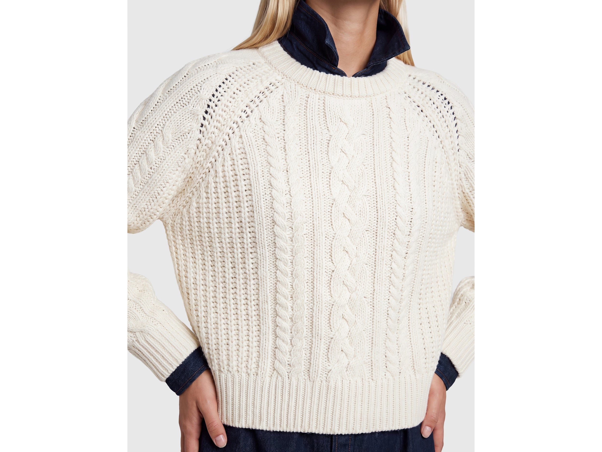 Benetton Sweaters maglione trecce 100% lana taglia XS