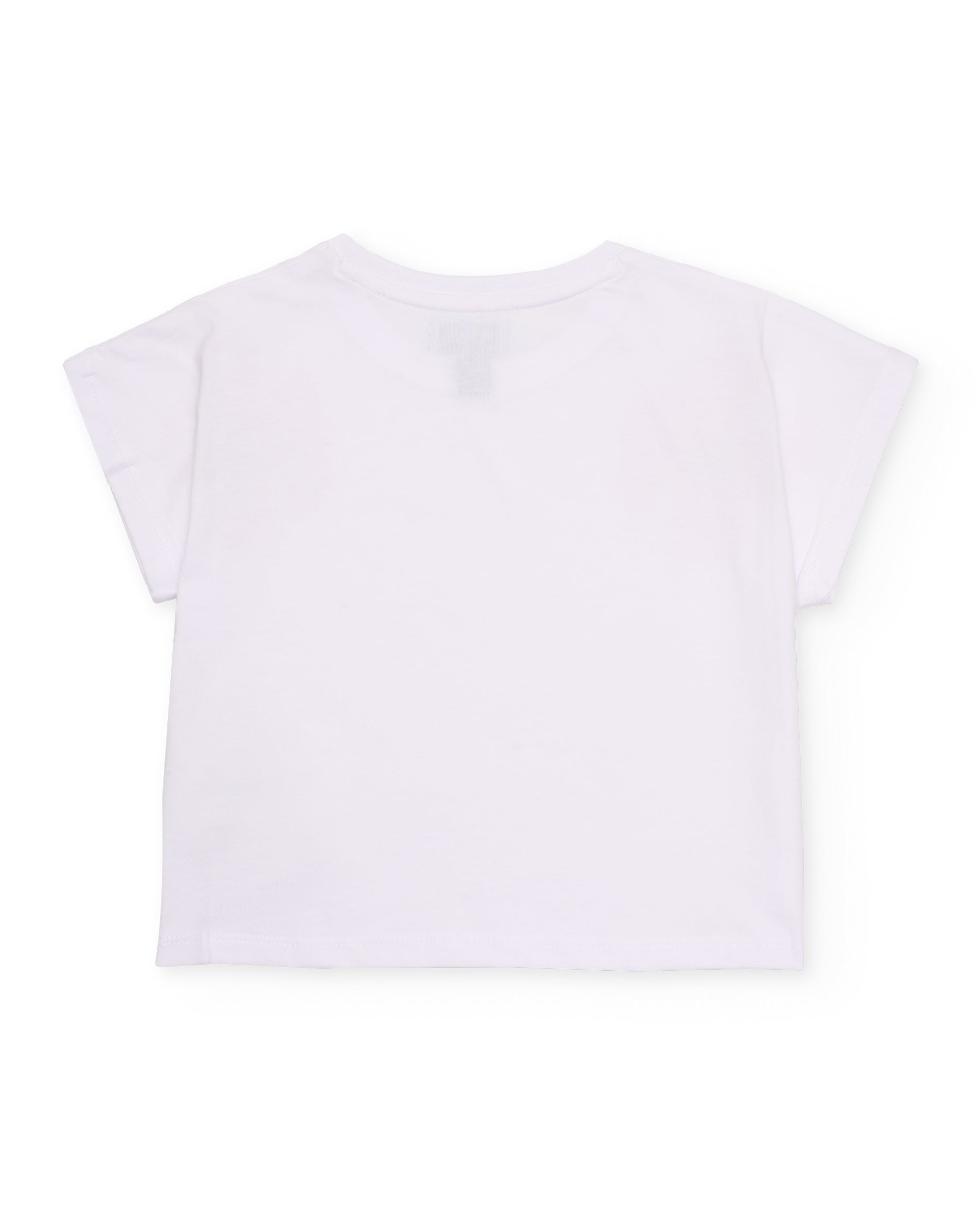 TucTuc Magliette T-Shirt Bambina Bianca Fiori Rosa Cotone