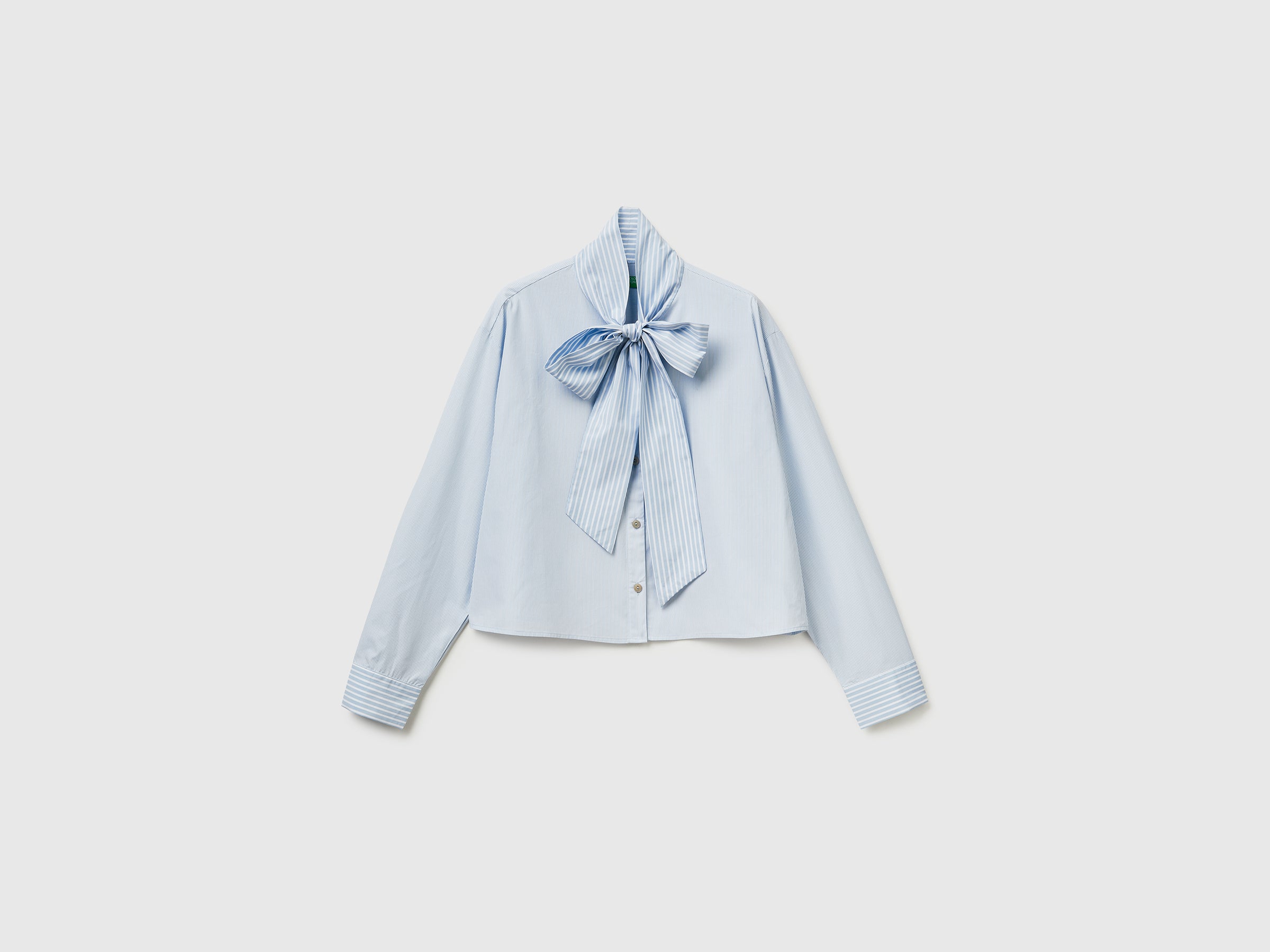 United Colors of Benetton Camicia crop righe fiocco S