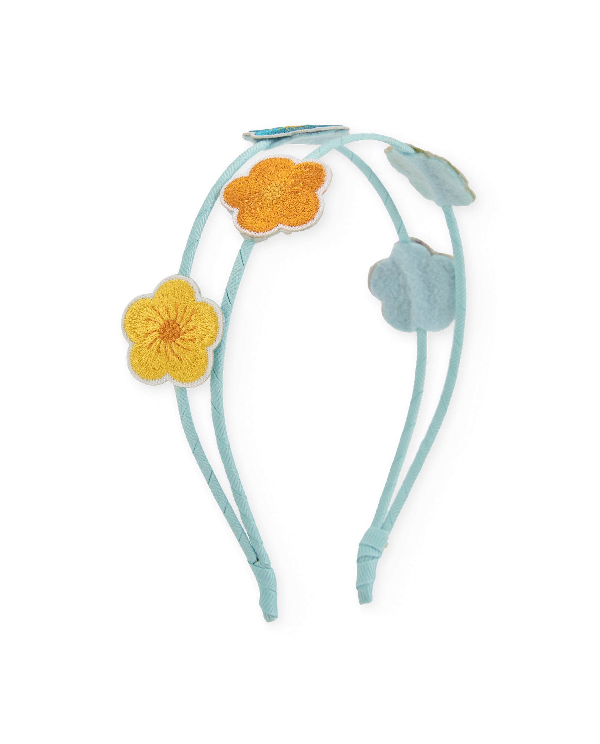 TucTuc Accessori cerchietto bambina blu fiori ricamati