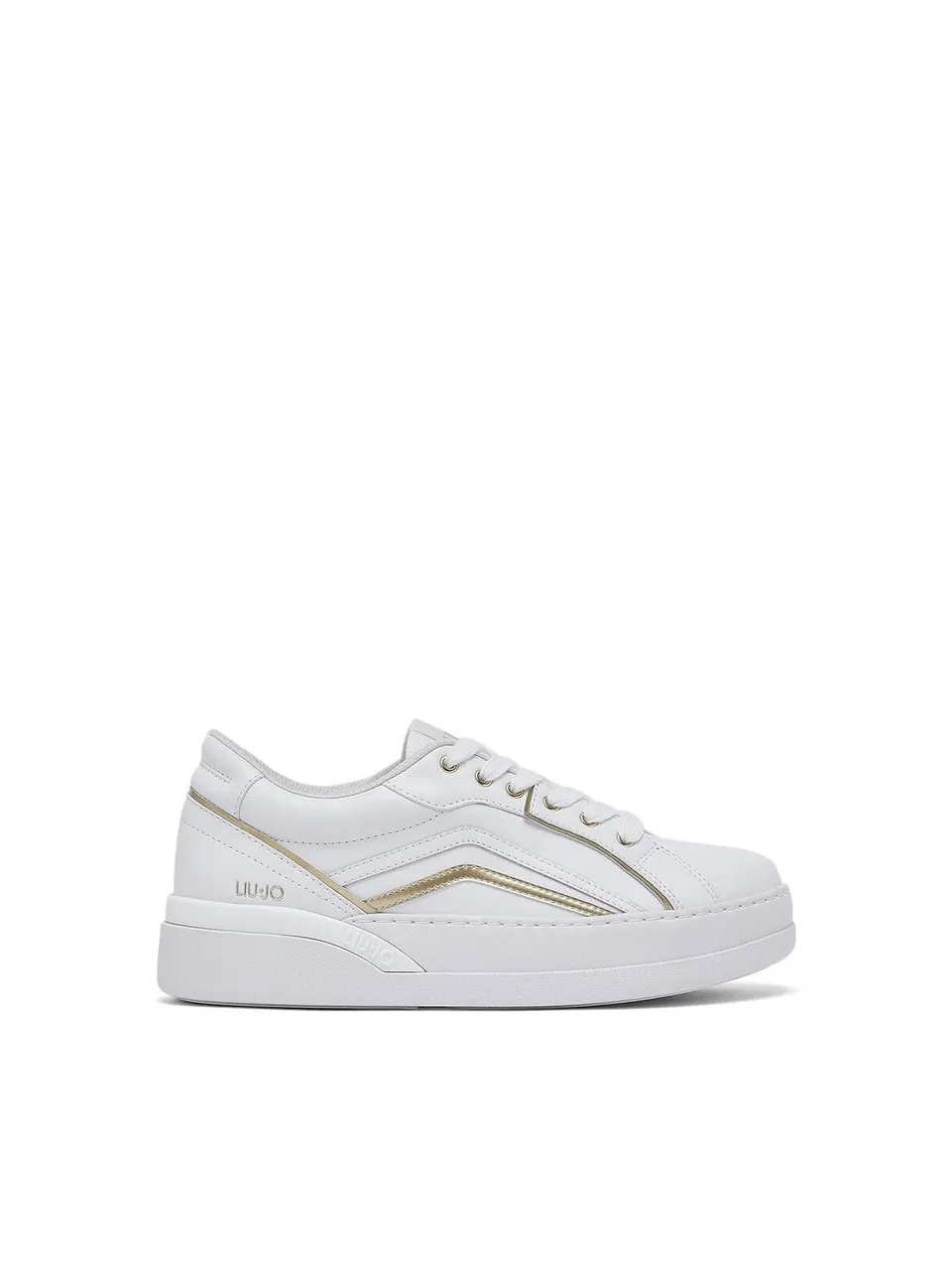 Liu Jo Sneakers Pelle Bianche 35 con Accenti Lamé