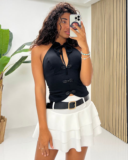 Sottosopra gonna a balze con cintura bianco TG Unica