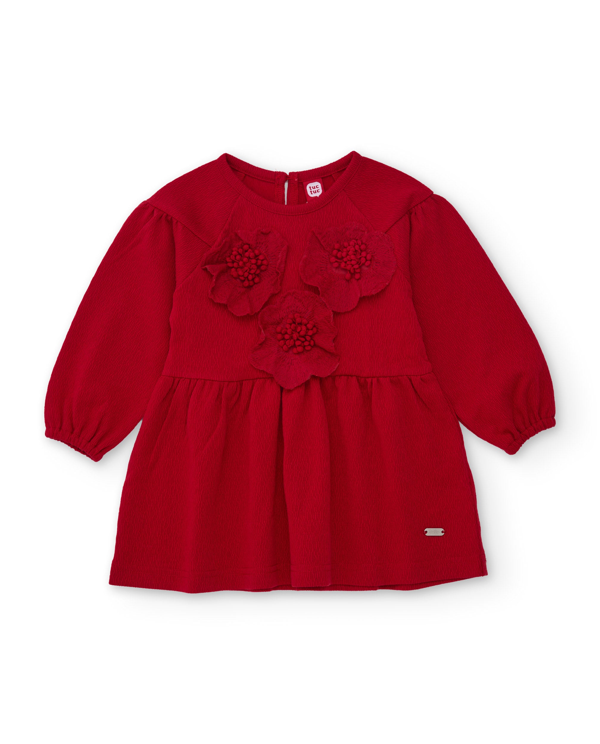 TucTuc Vestiti Vestito Bambina Rosso Floreale Maniche Lunghe