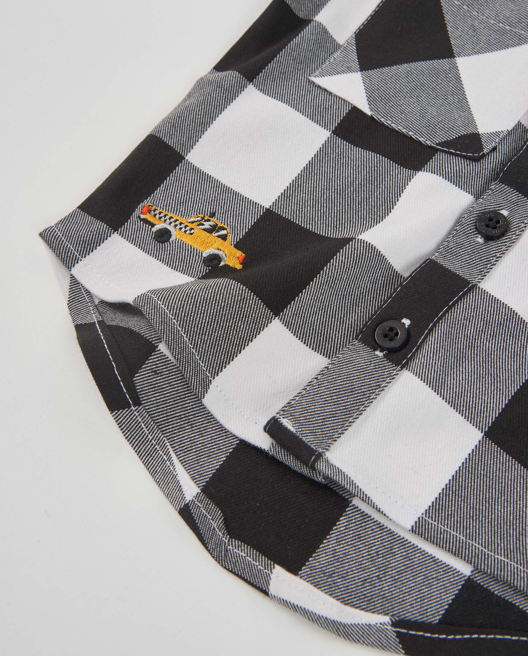 TucTuc Camicia quadri bambino nera con taschino