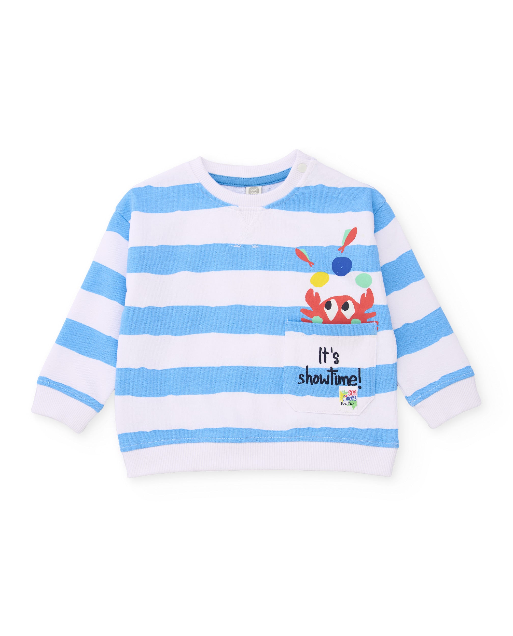 TucTuc Felpe felpa bambino blu righe granchio 2 anni