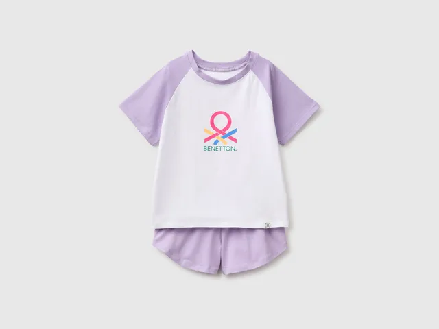 United Colors of Benetton Pigiama Corto Logo Pigiama 7-8 Anni Cotone