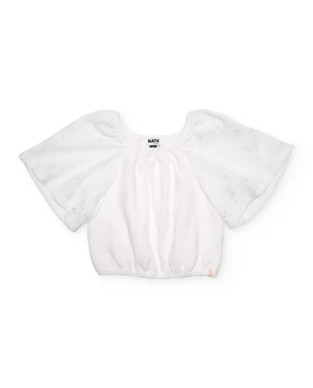 TucTuc Camicette Blusa Bambina Bianco Maniche Ampie