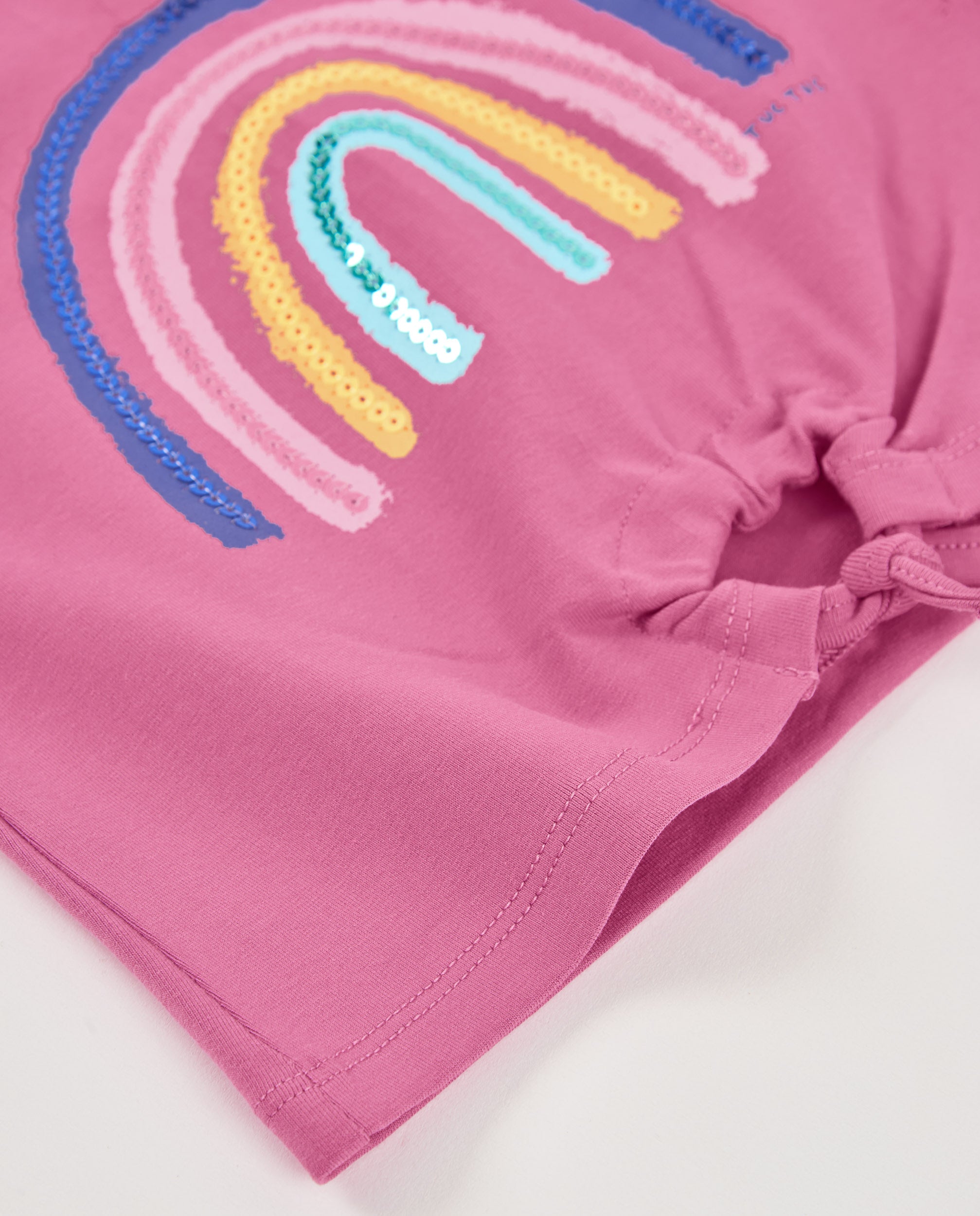 TucTuc Magliette T-Shirt Bambina Rosa Arcobaleno Paillettes