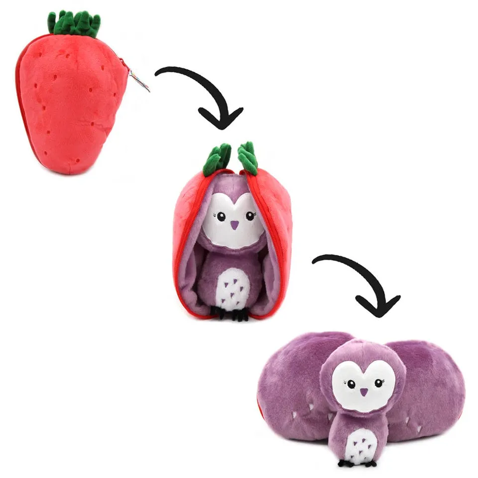 Les Déglingos Flipetz Gufo Fragola peluche trasformabile 20 cm