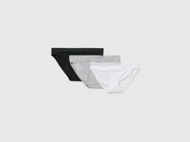 Benetton slip donna cotone elasticizzato 3 pezzi logo