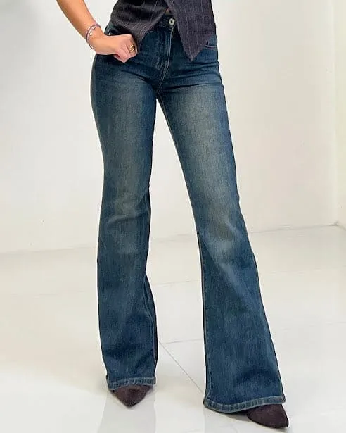 Sottosopra JEF3290 jeans zampa donna sabbiato taglia M
