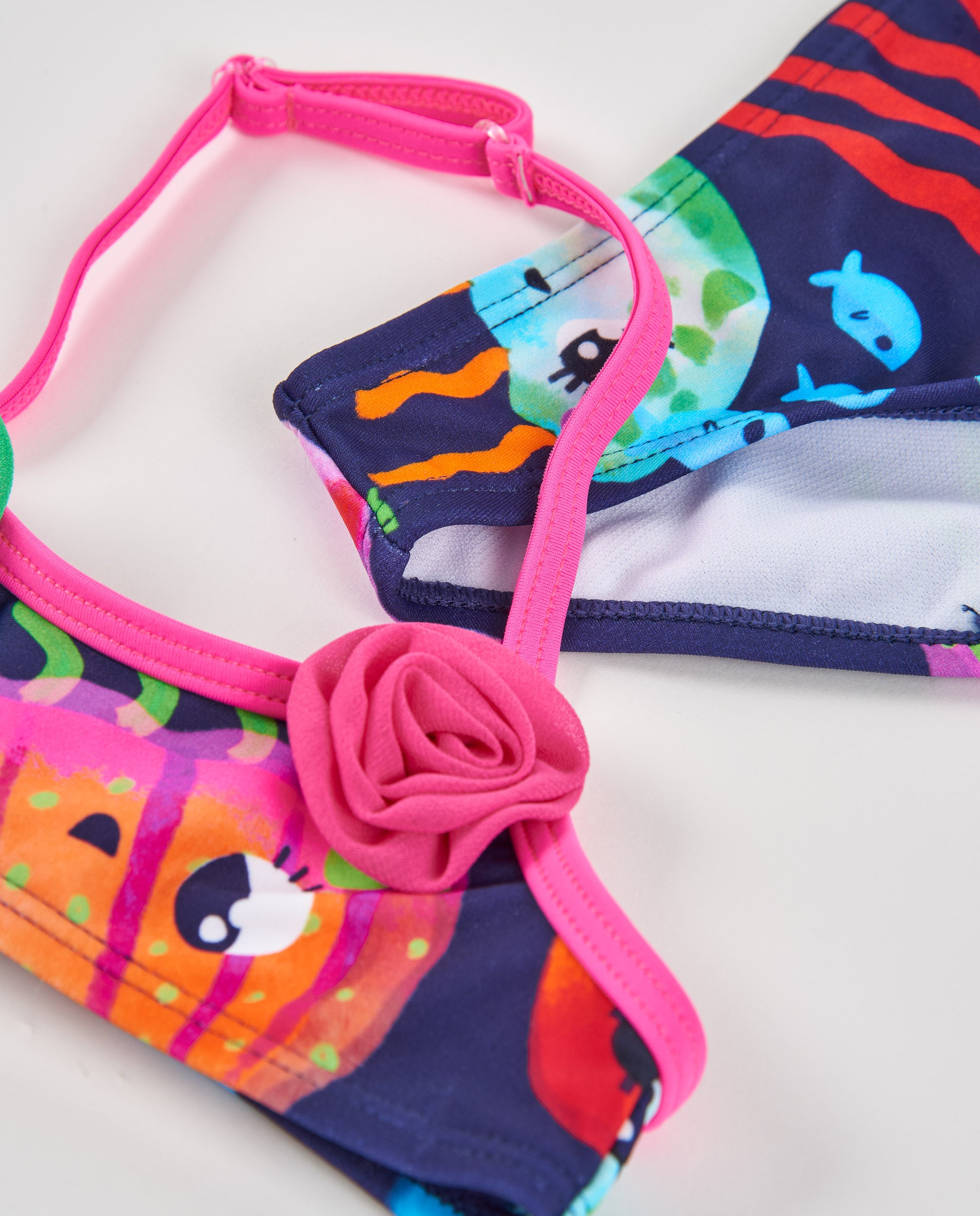 TucTuc Costumi bambina bikini navy fiori applicati