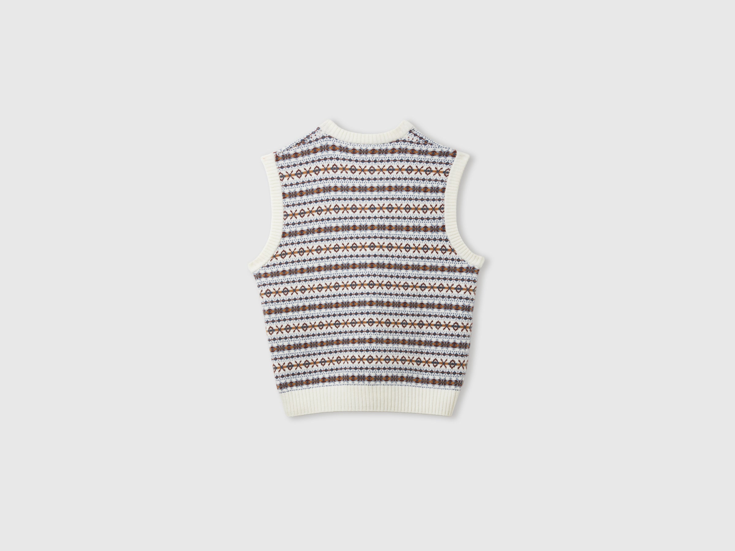 United Colors of Benetton Wool blend jacquard V-neck vest gilet lana