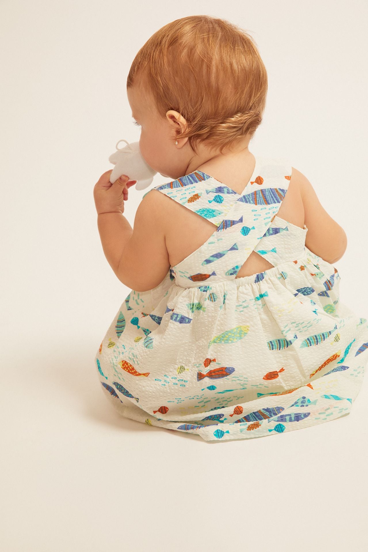 NEWNESS Pesciolini Vestito Bimba Cotone 12-18 Mesi