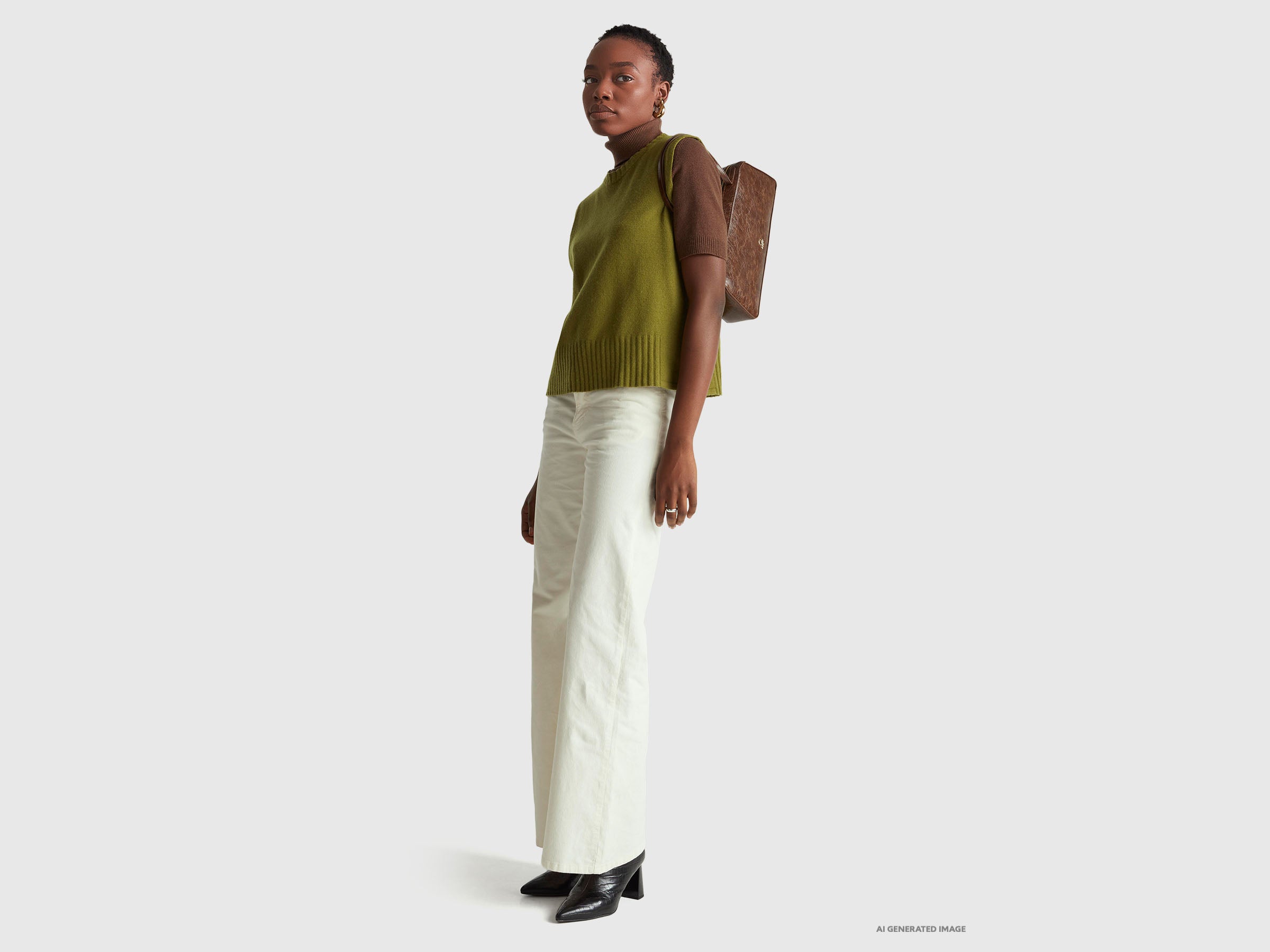 Benetton pantaloni velluto larghi cotone taglia 30