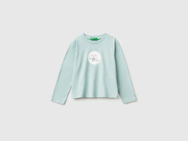 Benetton T-shirt bimba cotone biologico glitter taglia 104