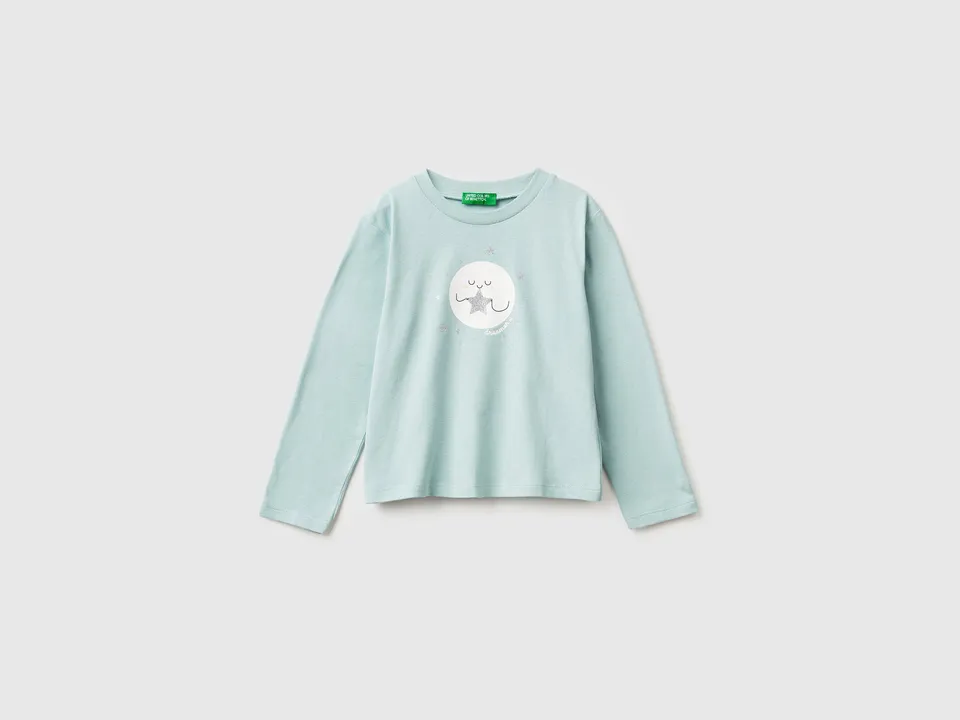 Benetton T-shirt bimba cotone biologico glitter taglia 104