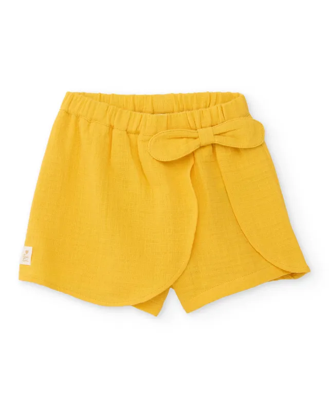 TucTuc Gonne gonna-pantalone bambina gialla incrociata fiocco
