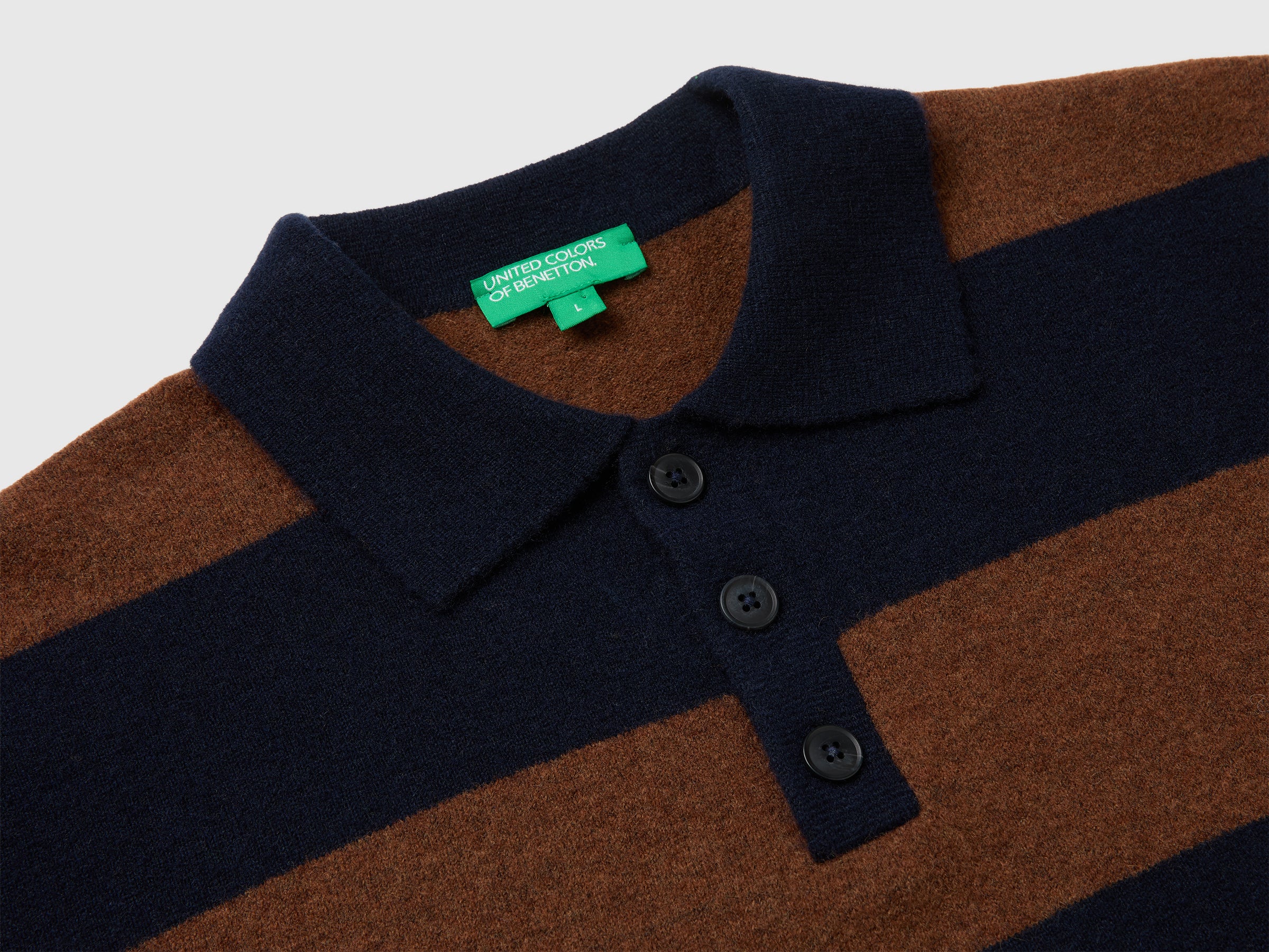 Benetton Sweaters polo maglione lana righe S