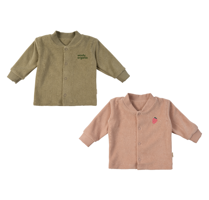 Woolly Organic Giacca neonato spugna ricamata cotone bio