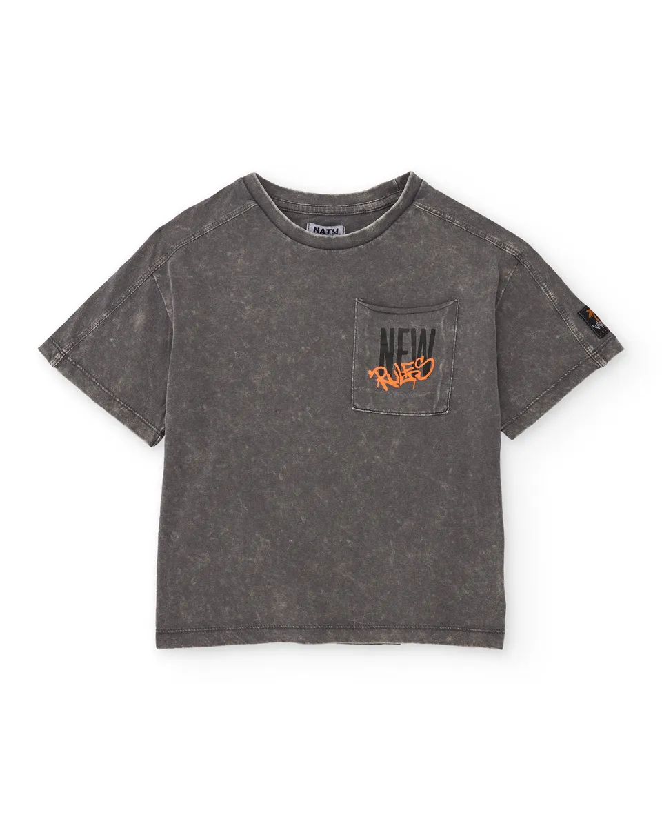 TucTuc Magliette T-shirt Bambino Grigia Effetto Lavato