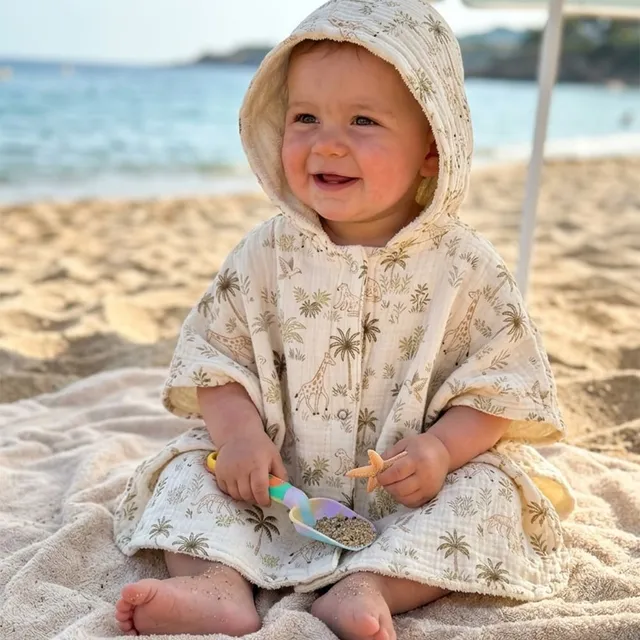 Petite Citrouille Les Essentiels Poncho Safari bimbo cotone bambù
