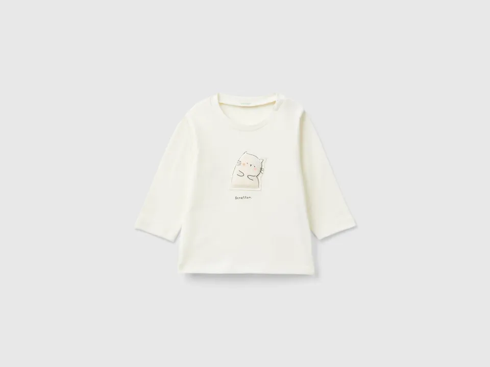 United Colors of Benetton Maglietta Patch Animali Cotone Bio 62