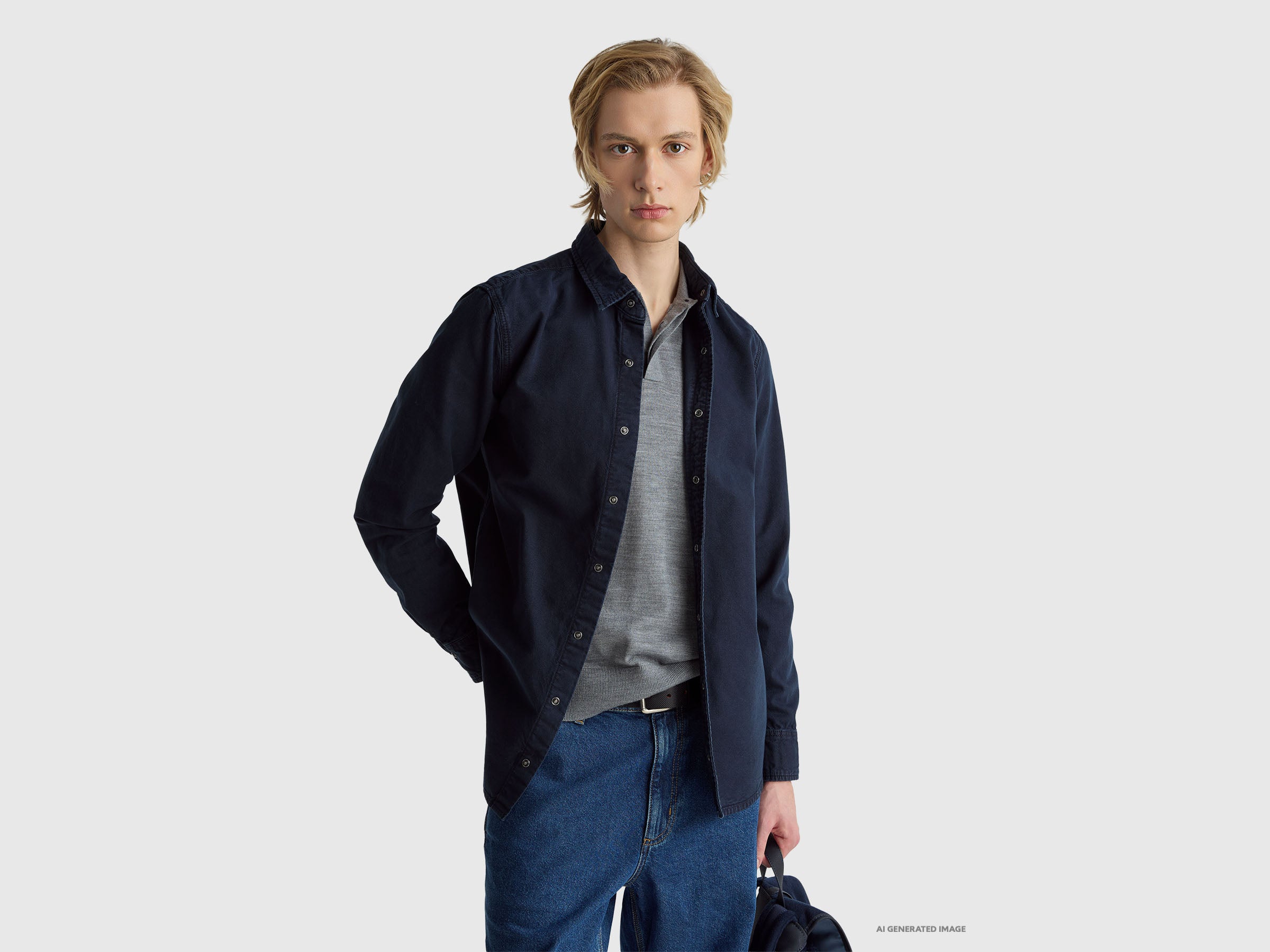 United Colors of Benetton camicia slim cotone manica lunga M