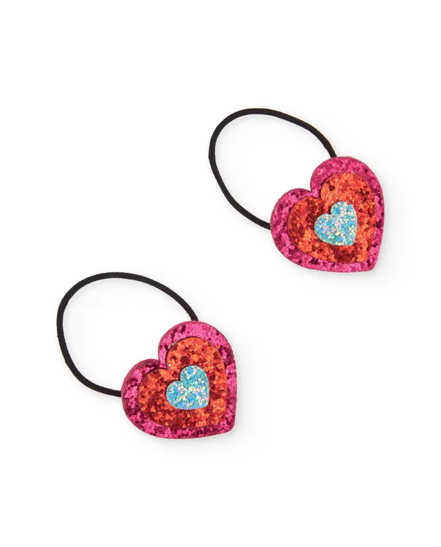 TucTuc Accessori Elastici capelli bambina cuori glitter rossi