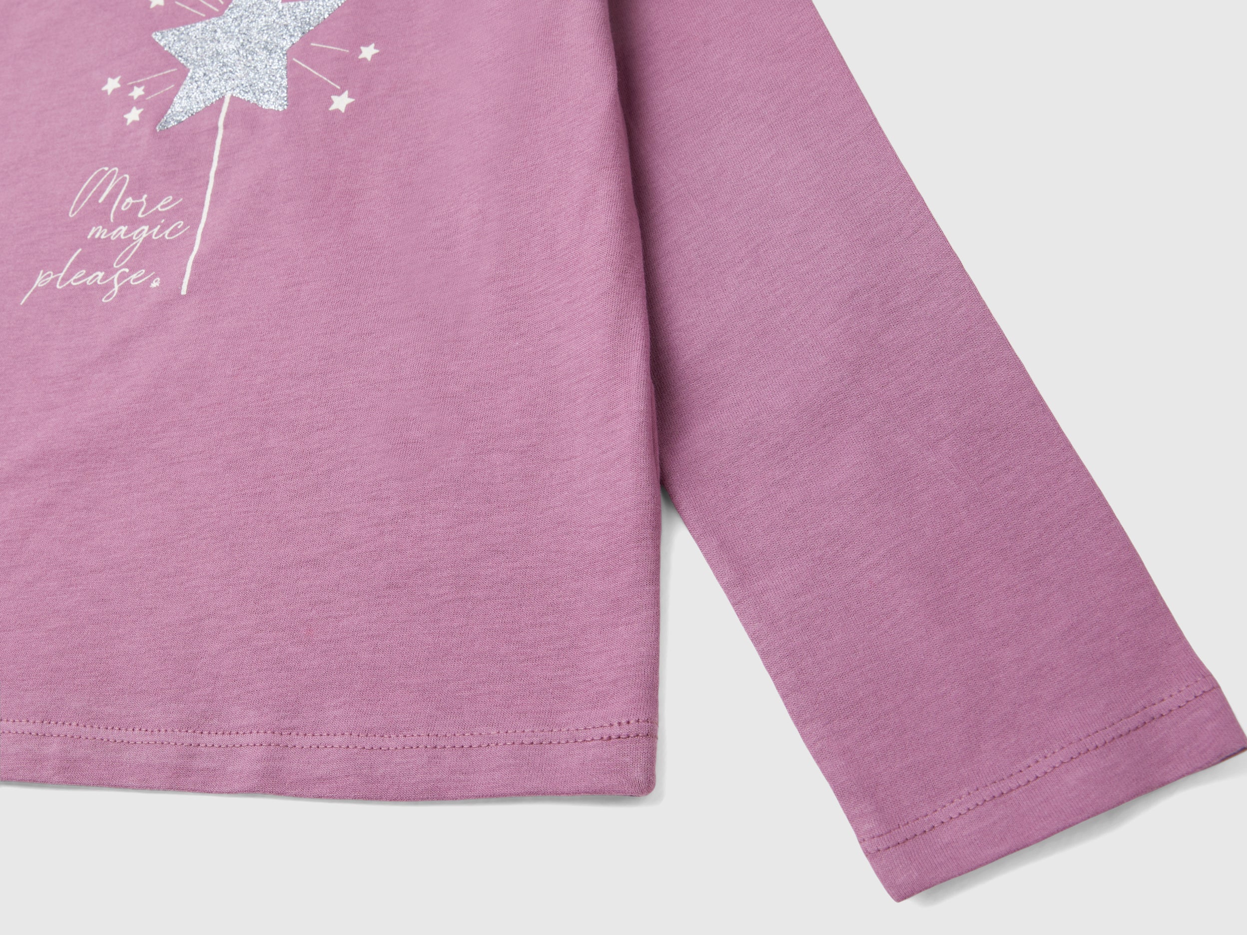 United Colors of Benetton T-shirt glittery print maglietta bimba cotone bio