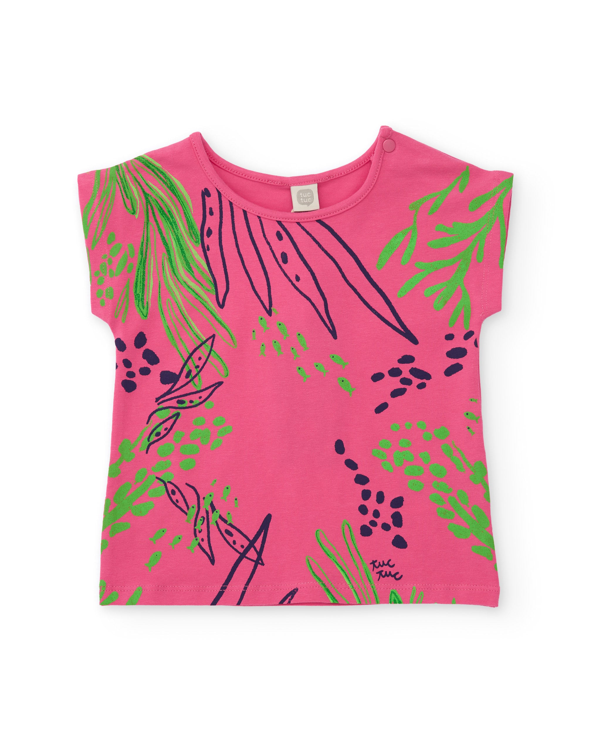 TucTuc Magliette T-Shirt Bambina Rosa Jersey Stampa Marina