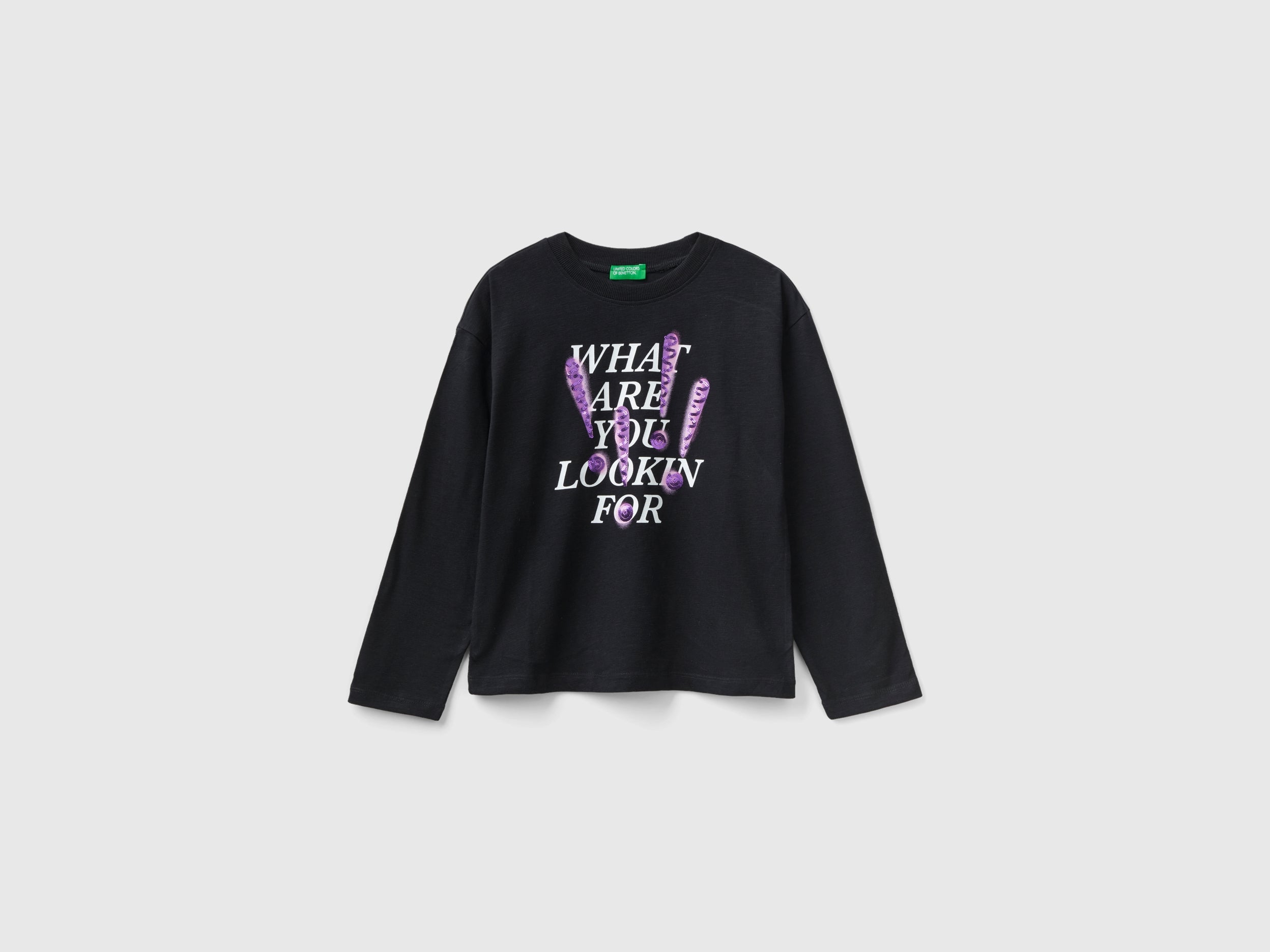 United Colors of Benetton T-Shirts Maglietta S stampa paillettes