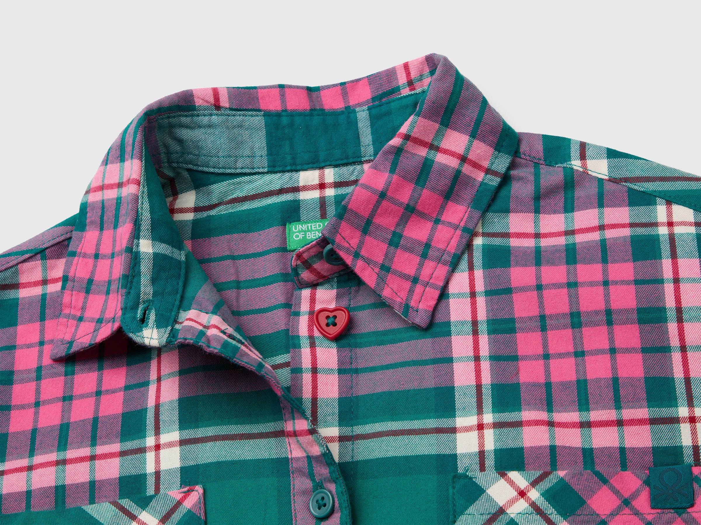 United Colors of Benetton Camicia a quadri camicia cotone manica lunga