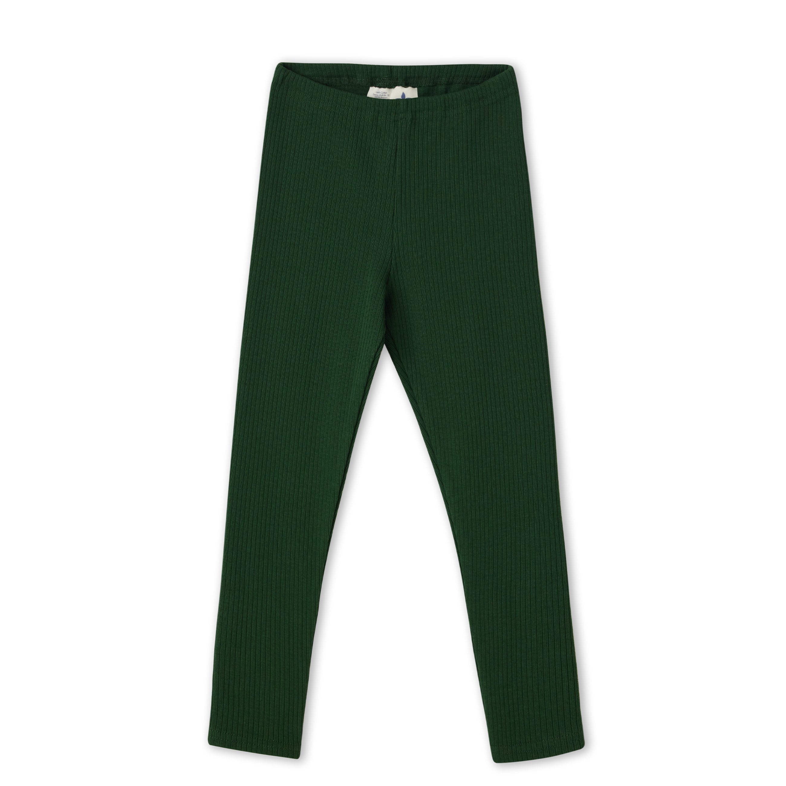 Leela Leggings Coste Cotone Organico Verde Pino 1-2 Anni