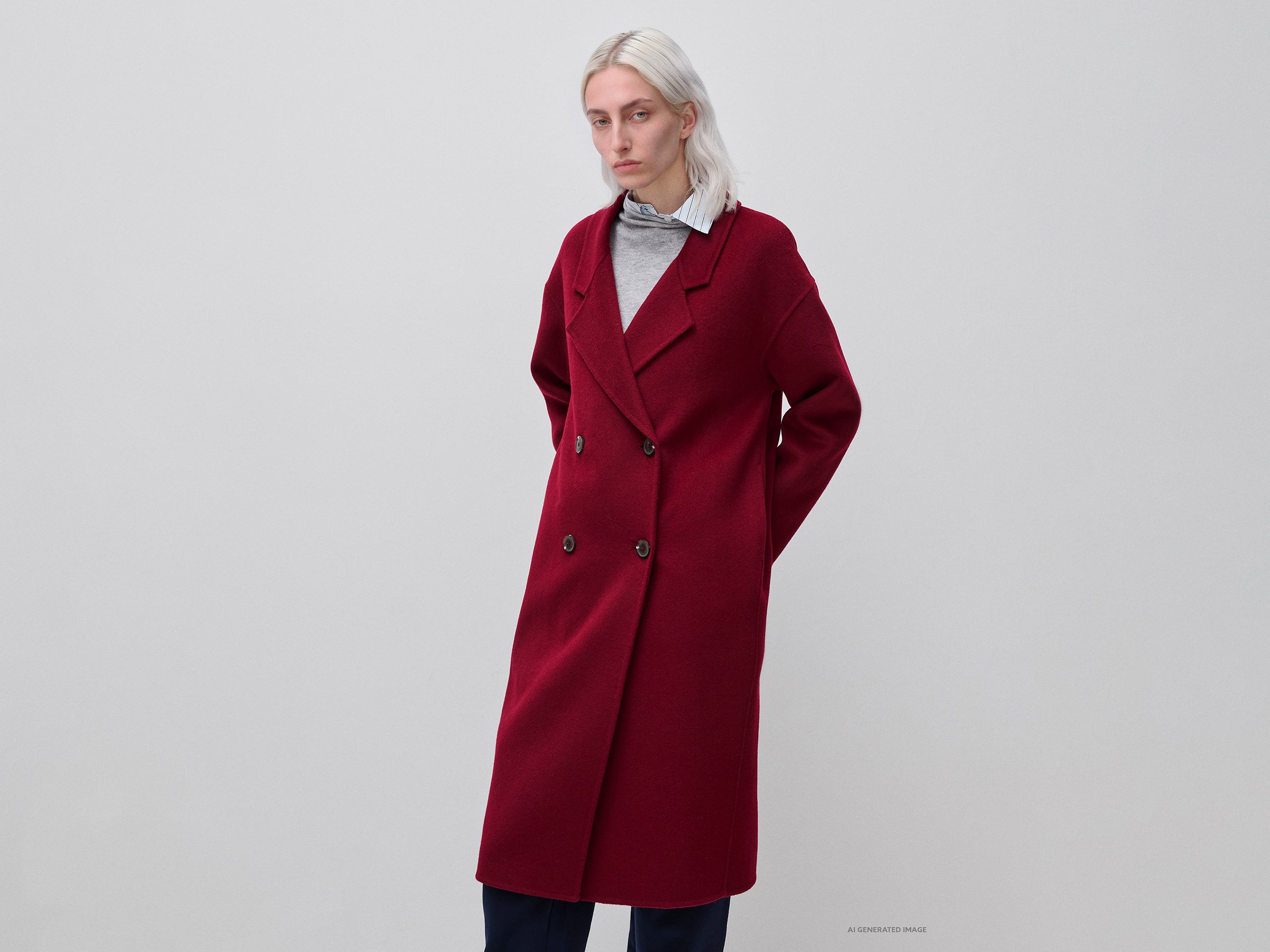 United Colors of Benetton cappotto lungo doppiopetto misto lana