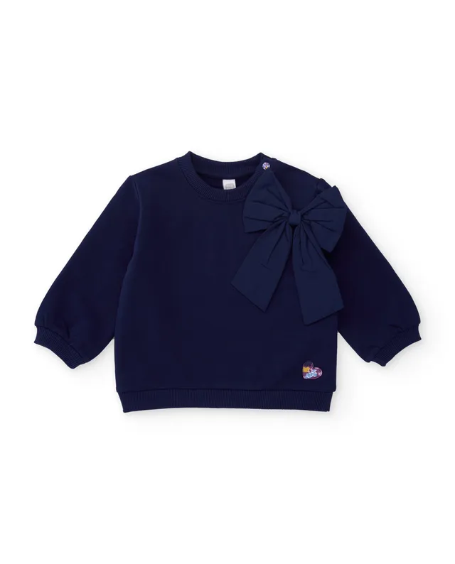 TucTuc Felpe felpa bambina blu navy con fiocco
