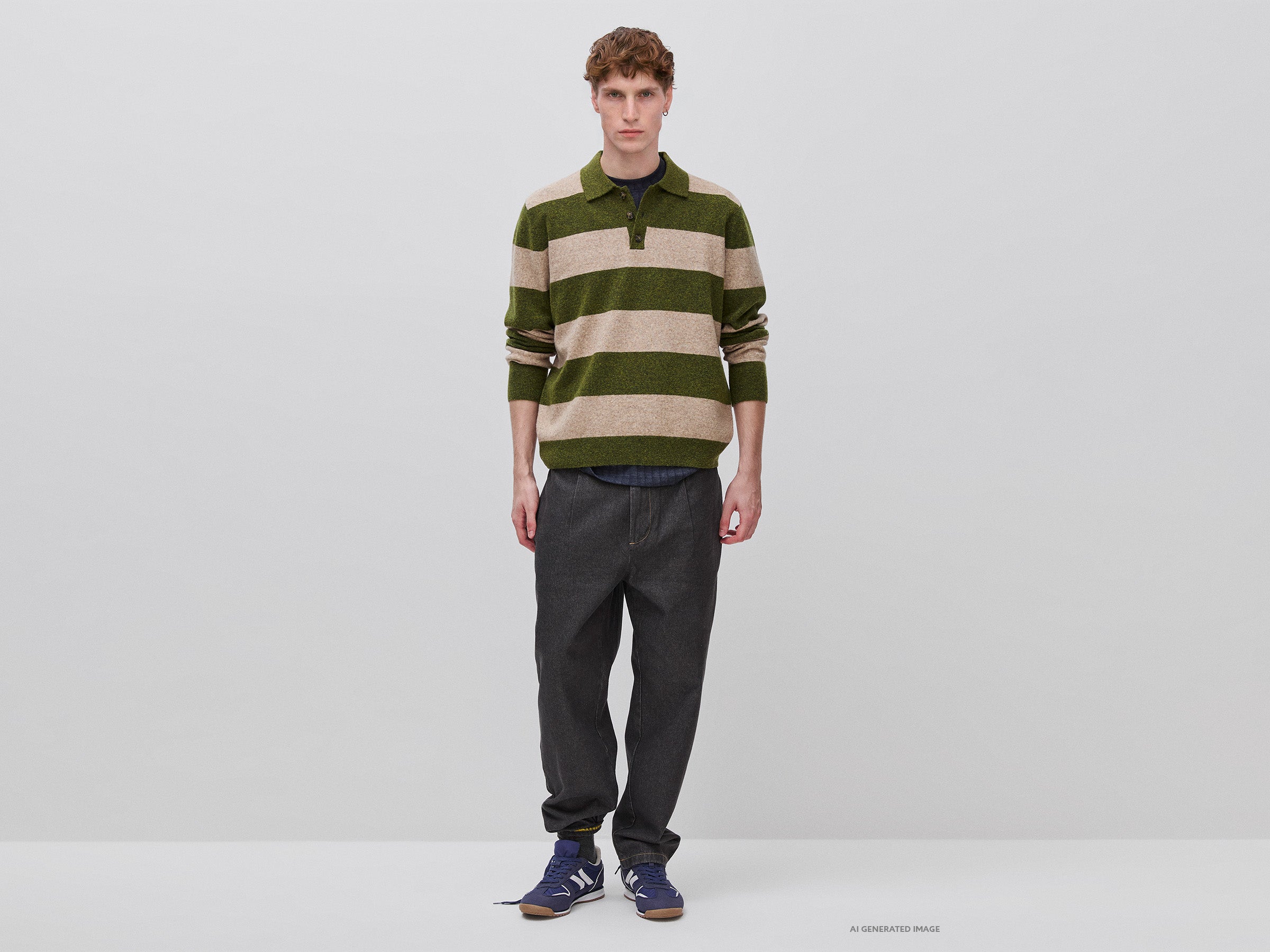 Benetton Sweaters polo maglia lana M righe bicolore