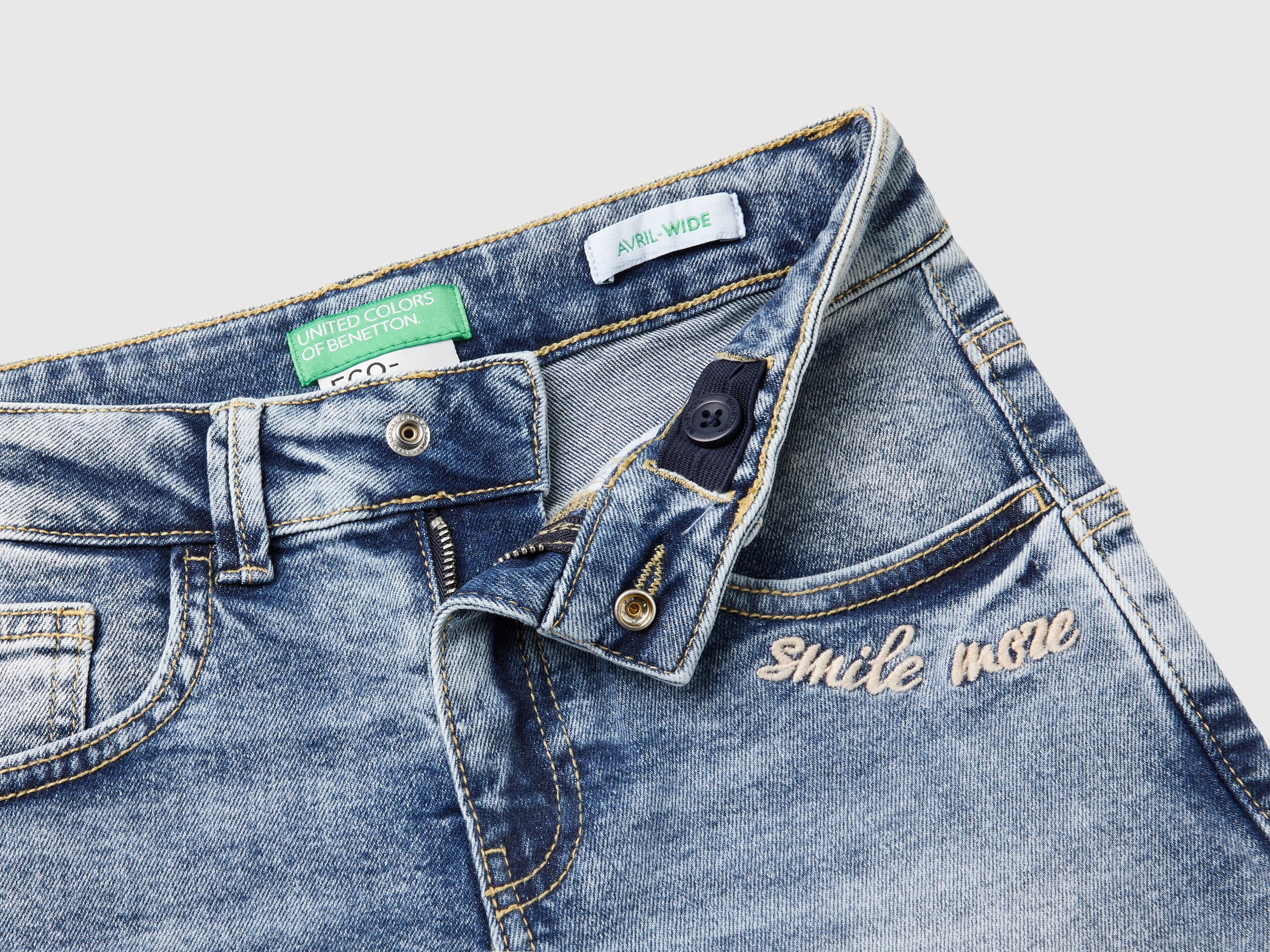 Benetton Jeans straight leg jeans denim cotone riciclato L