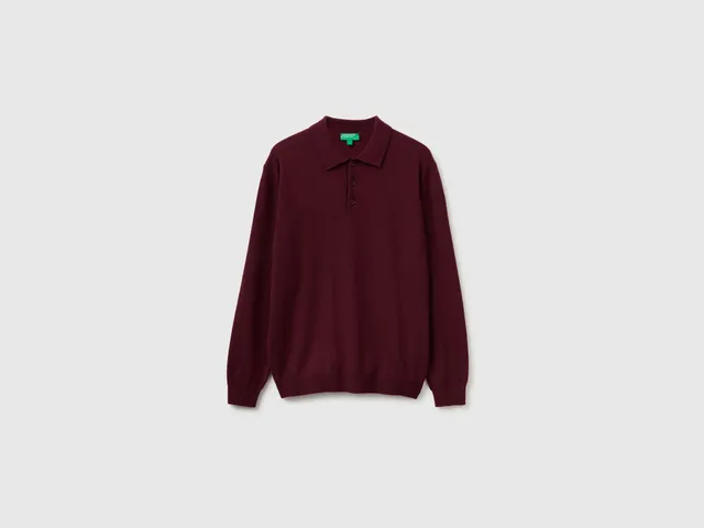 United Colors of Benetton Polo lana merino bordeaux taglia L
