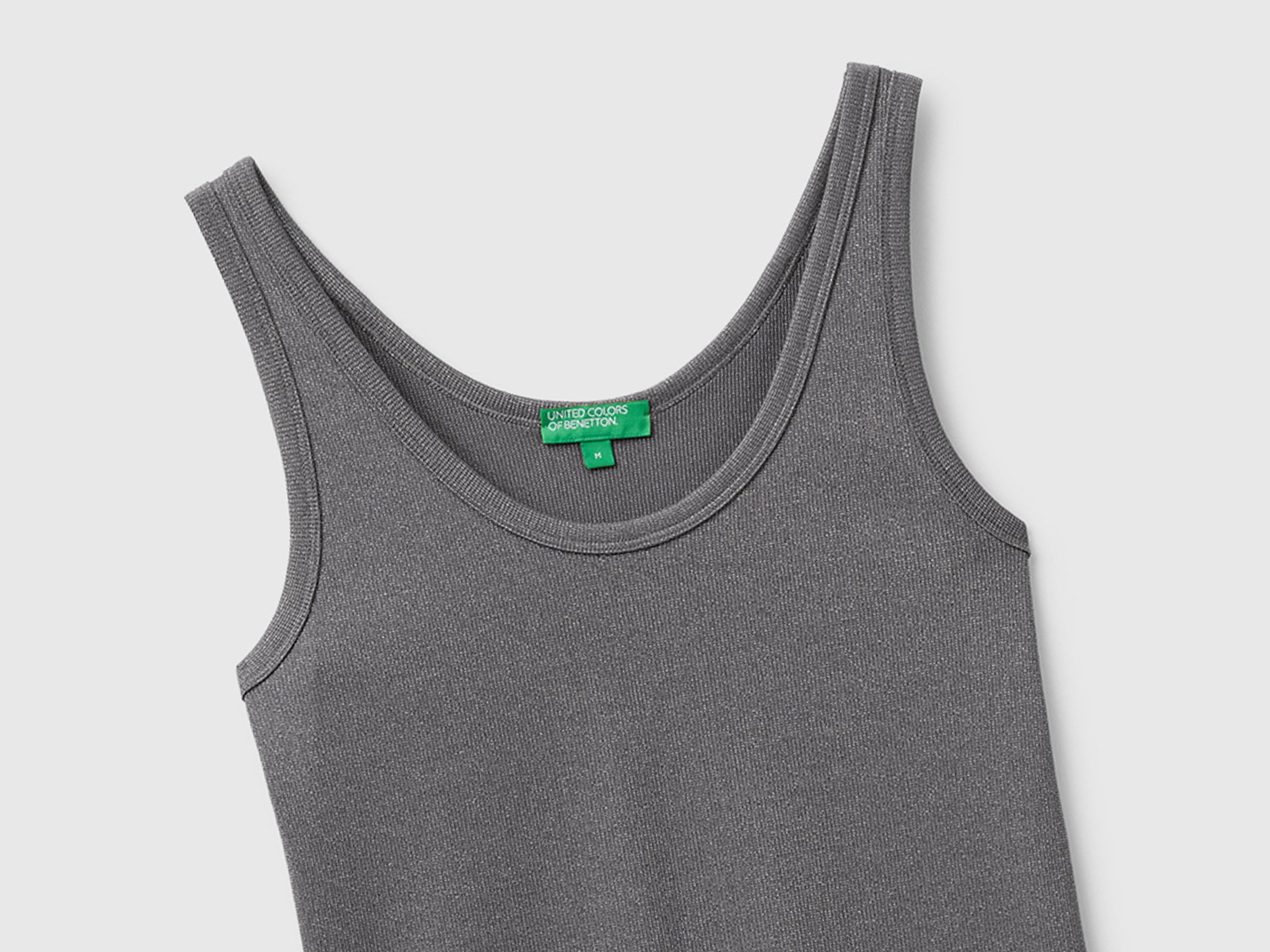 Benetton Lurex canotta costine cotone scollo rotondo