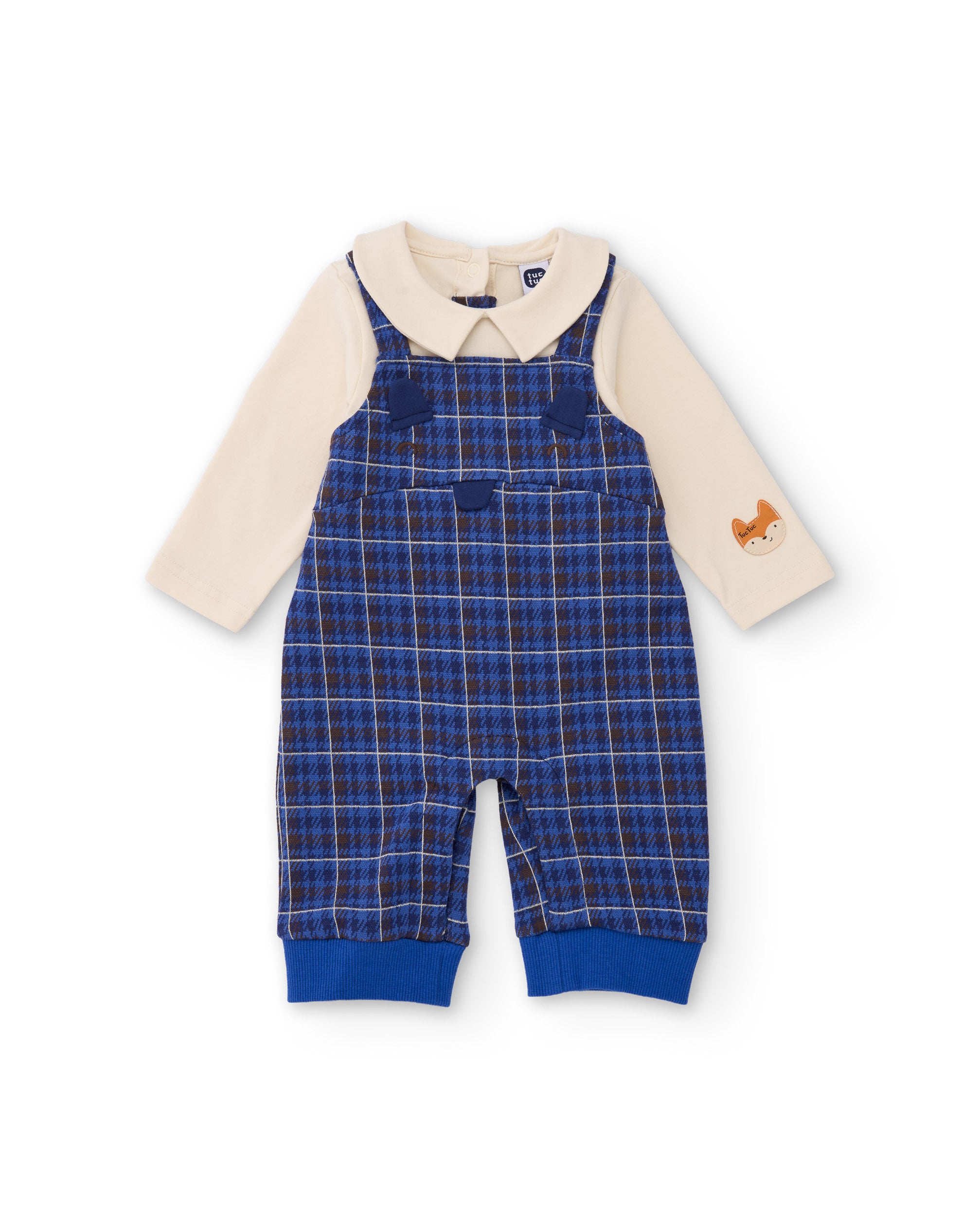TucTuc Tutine Tutina neonato blu quadri volpe maglia cotone