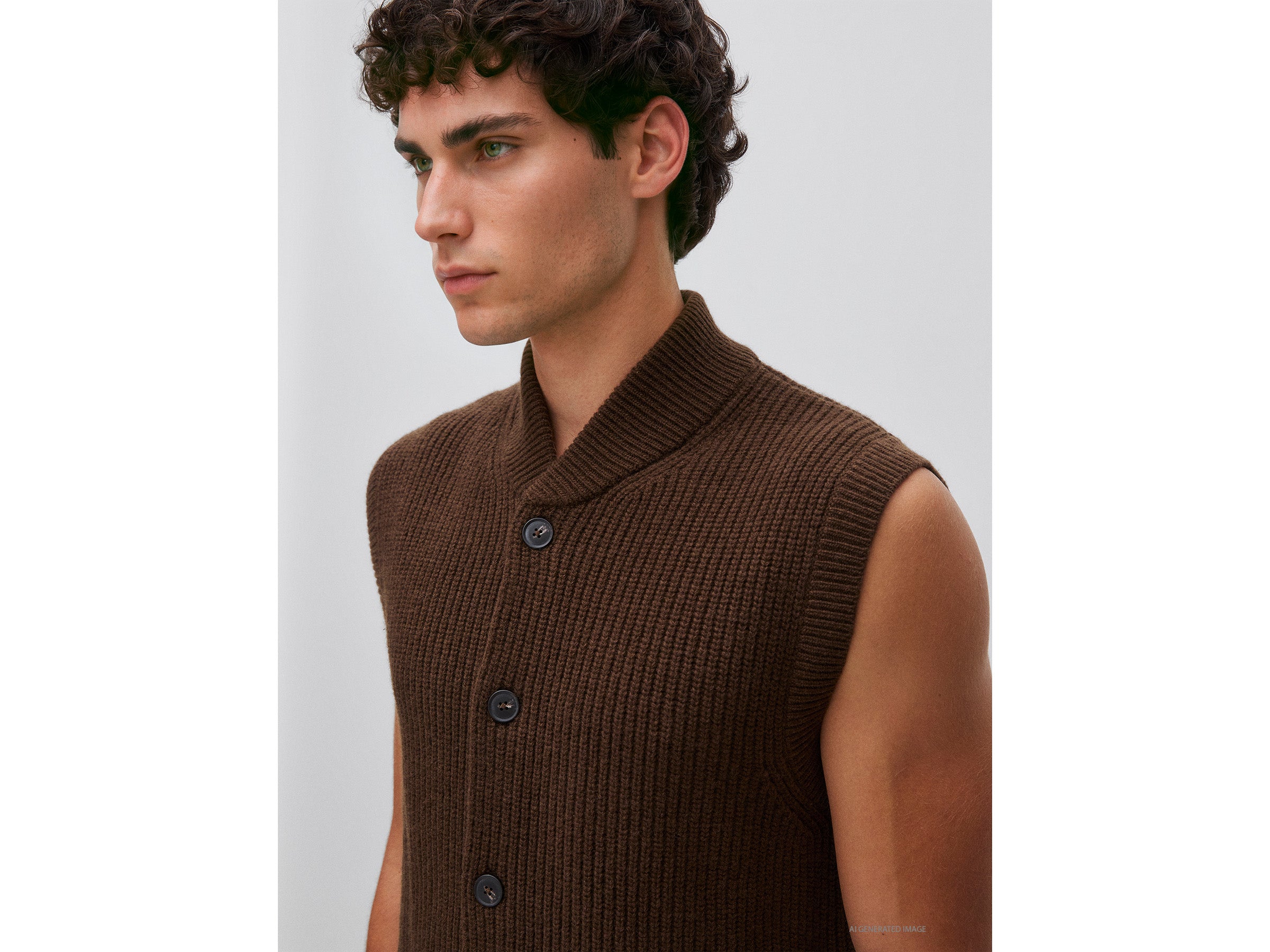 United Colors of Benetton Gilet Lana Abbottonato Collo Bomber