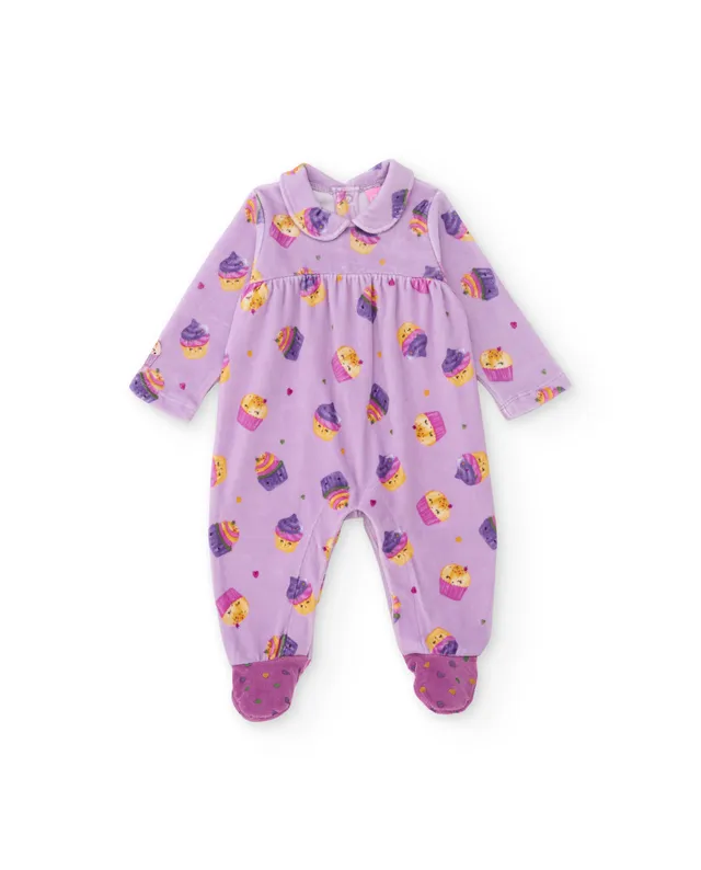 TucTuc Tutine Pagliaccetto neonata viola cupcake felpato