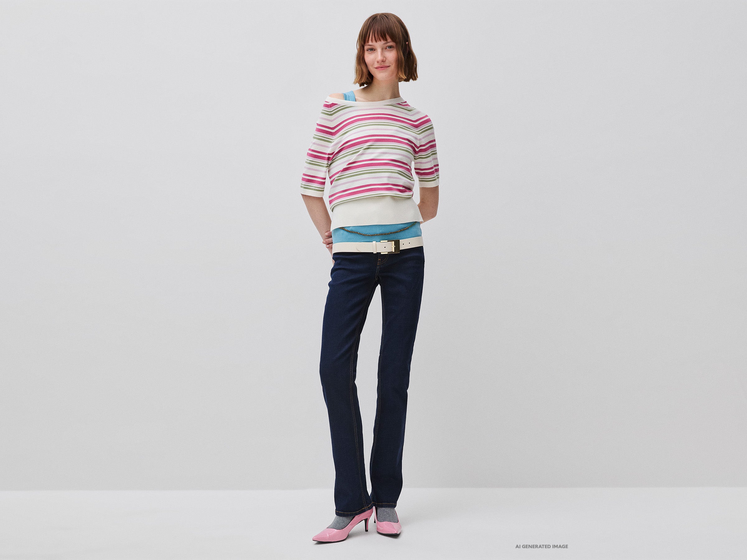 United Colors of Benetton Maglione righe manica corta viscosa