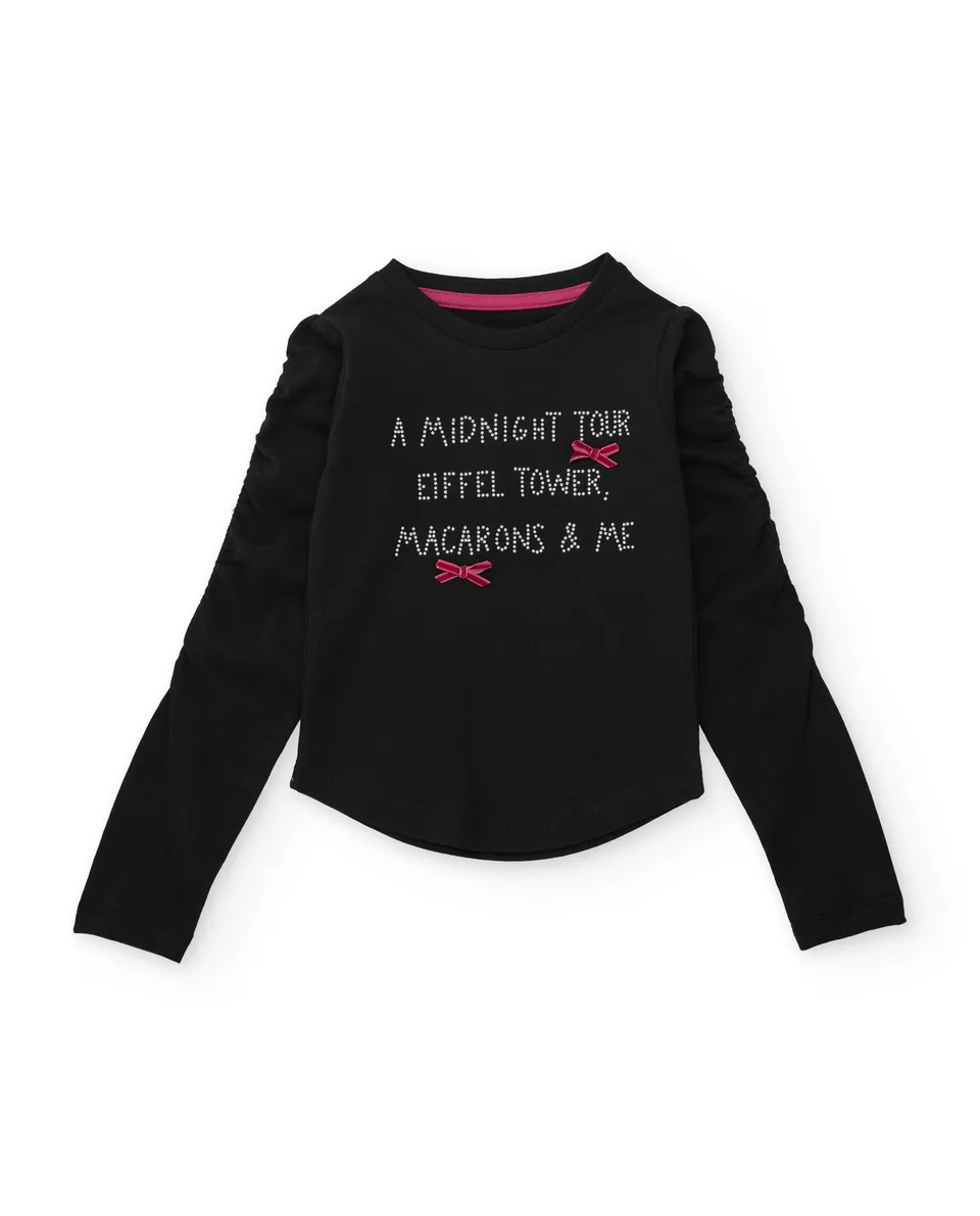 TucTuc Magliette t-shirt bimba Nero fiocchi manica lunga