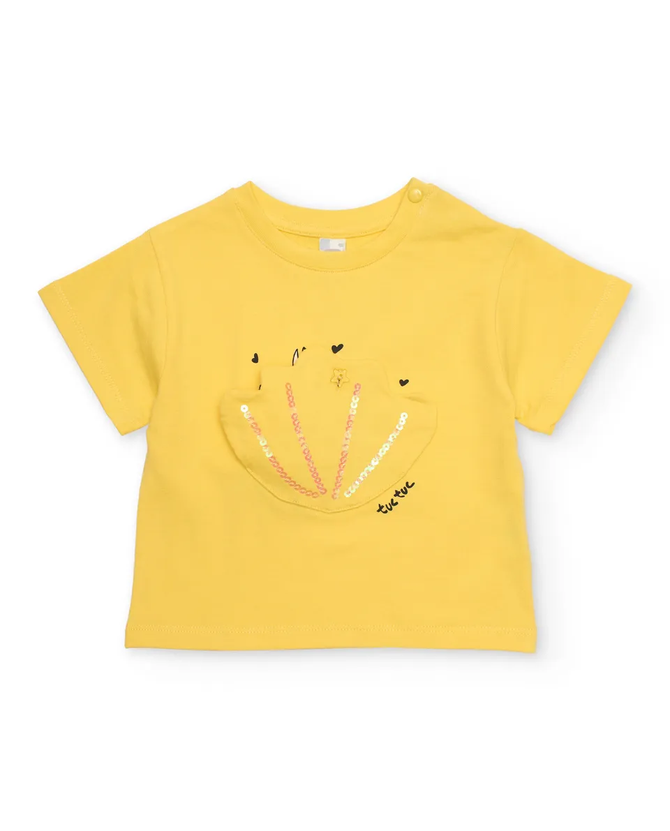 TucTuc Magliette t-shirt bimba jersey gialla conchiglia