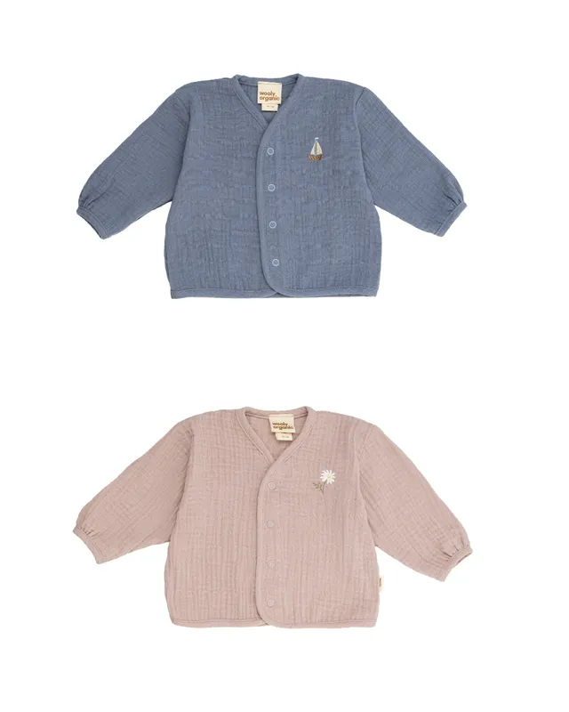 Woolly Organic Baby Jackets giacca mussola ricamata cotone bio