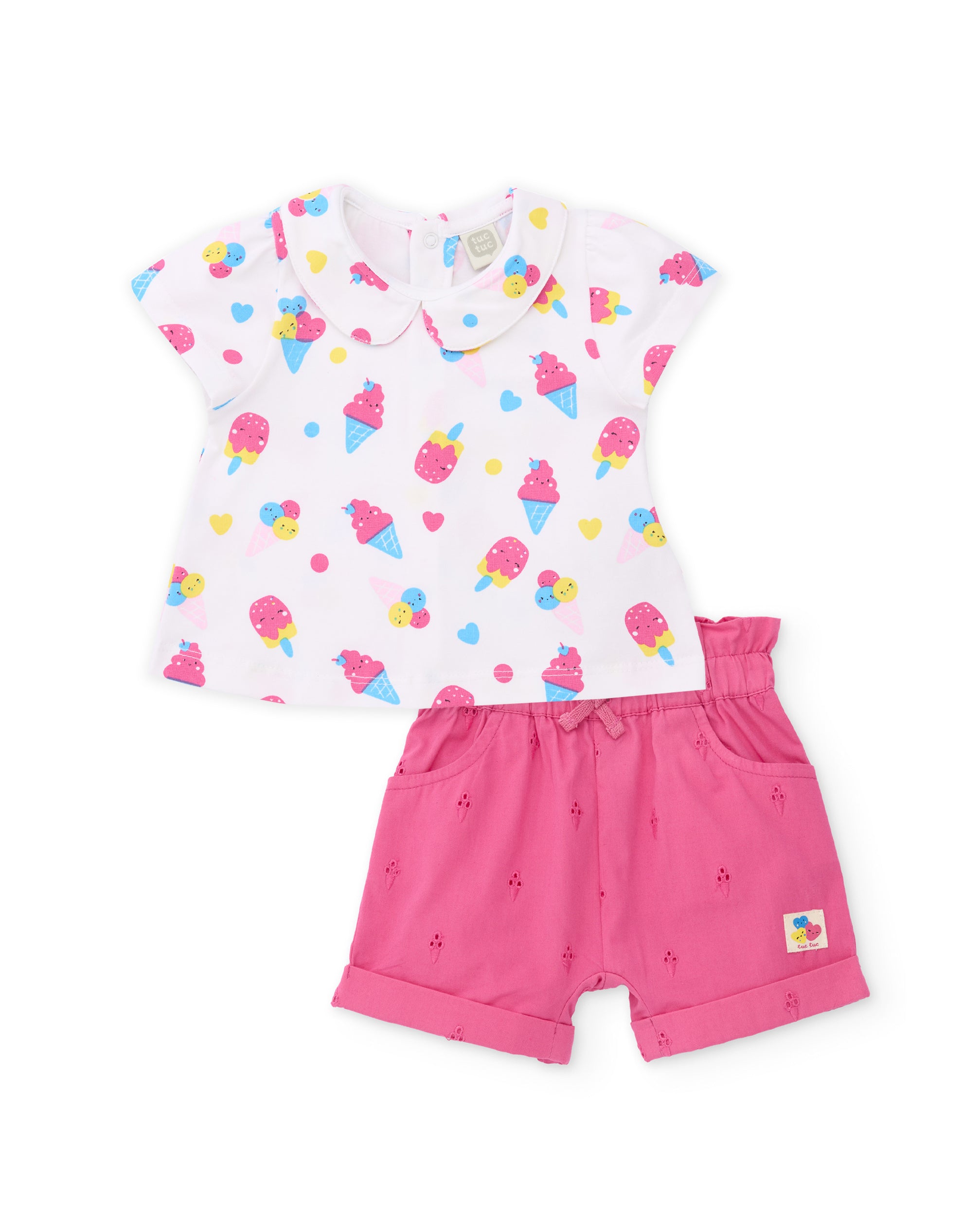 TucTuc Completi completo neonata bianco stampa gelati